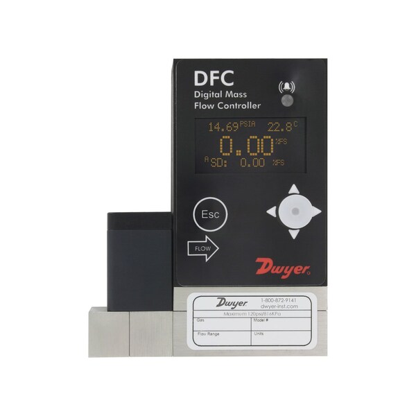 Digital flow controller, 0-100 l/min W/ LED display, 3/8in compression fittings, 0-5 VDC output